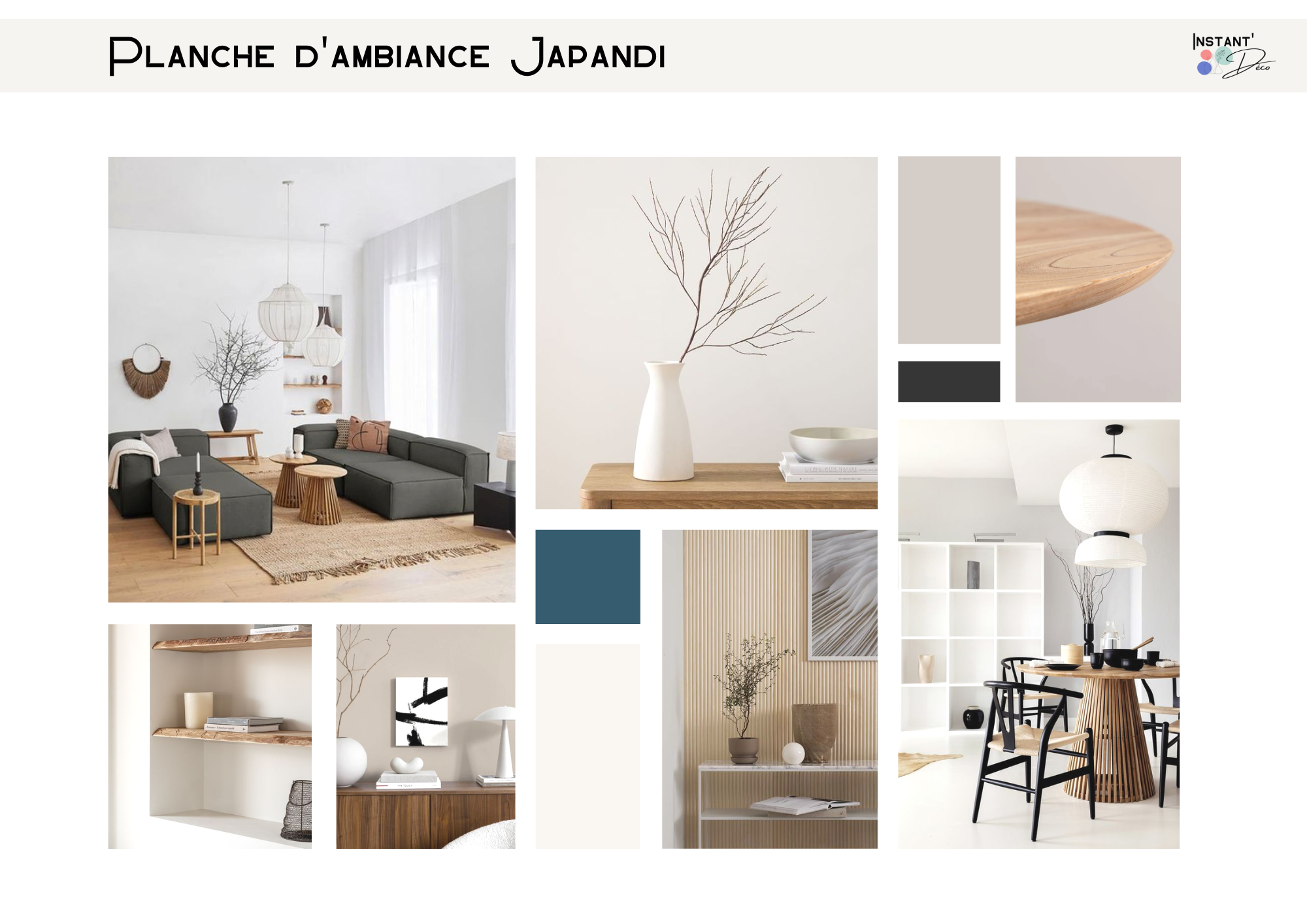 Instant'Déco: projet Monge planche d'ambiance Japandi