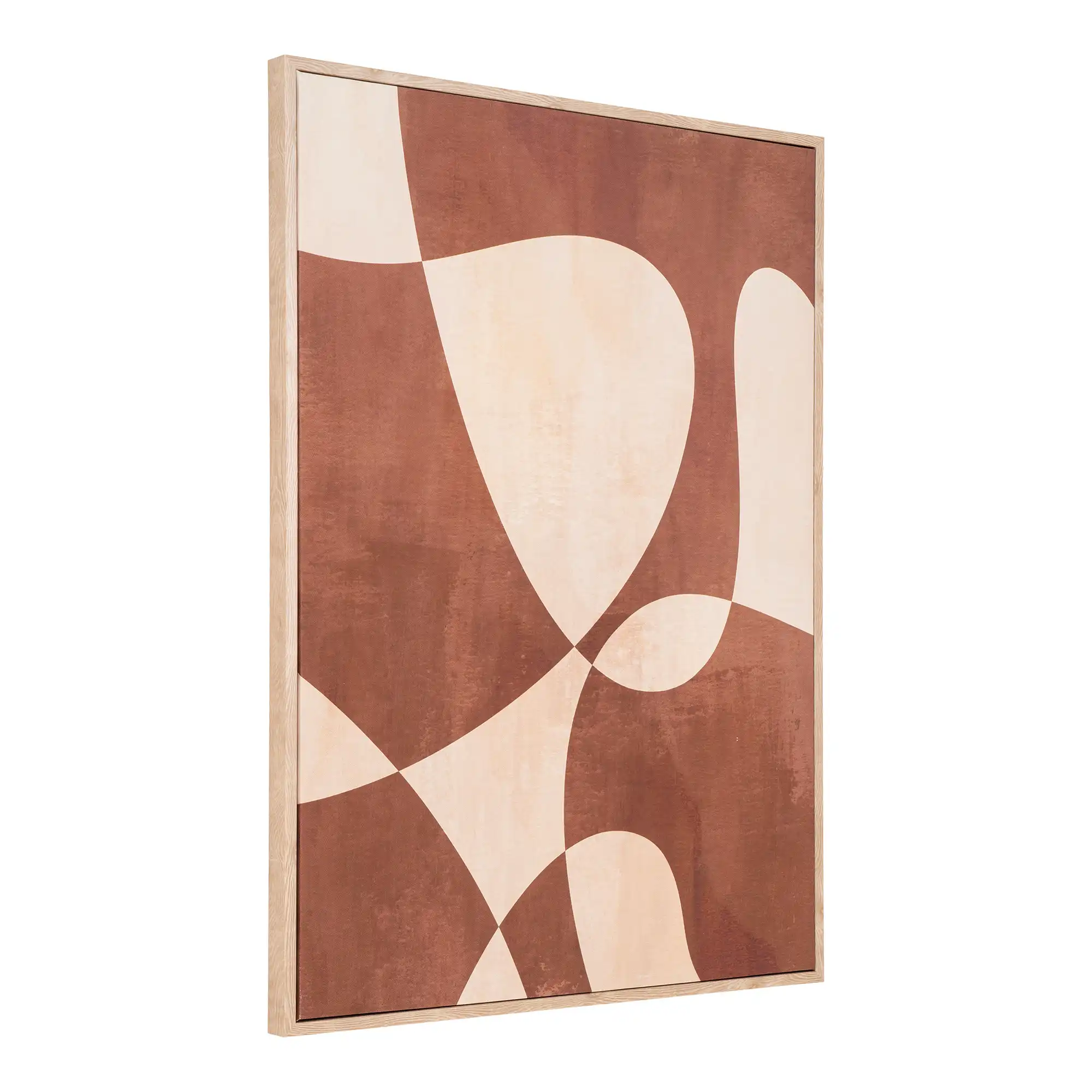 tableau terra cotta et beige avec encadrement en bois clair
