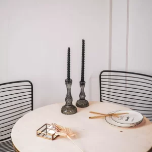 bougeoirs en verre fumé pour une belle table!