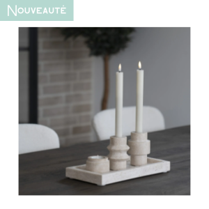 trio de bougeoirs en travertin