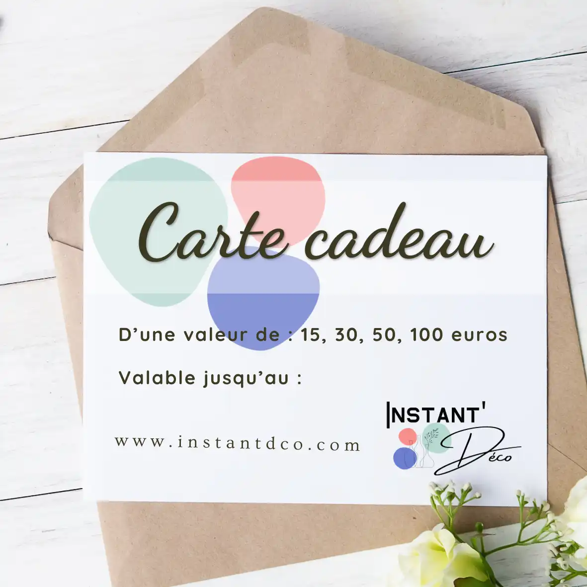 Offrez une carte cadeau dans la boutique en ligne Instant'Déco