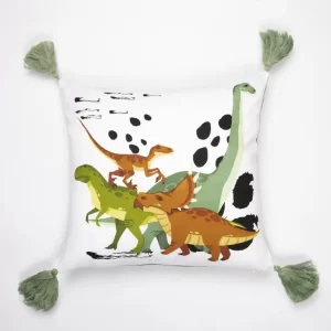 coussin dinosaure blanc et vert