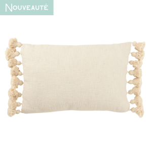 coussin à pompons beige tout confort