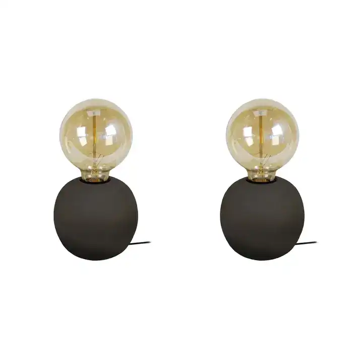 lampe de chevet boule en bois noir