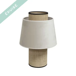 lampe en velours et fibres naturelles