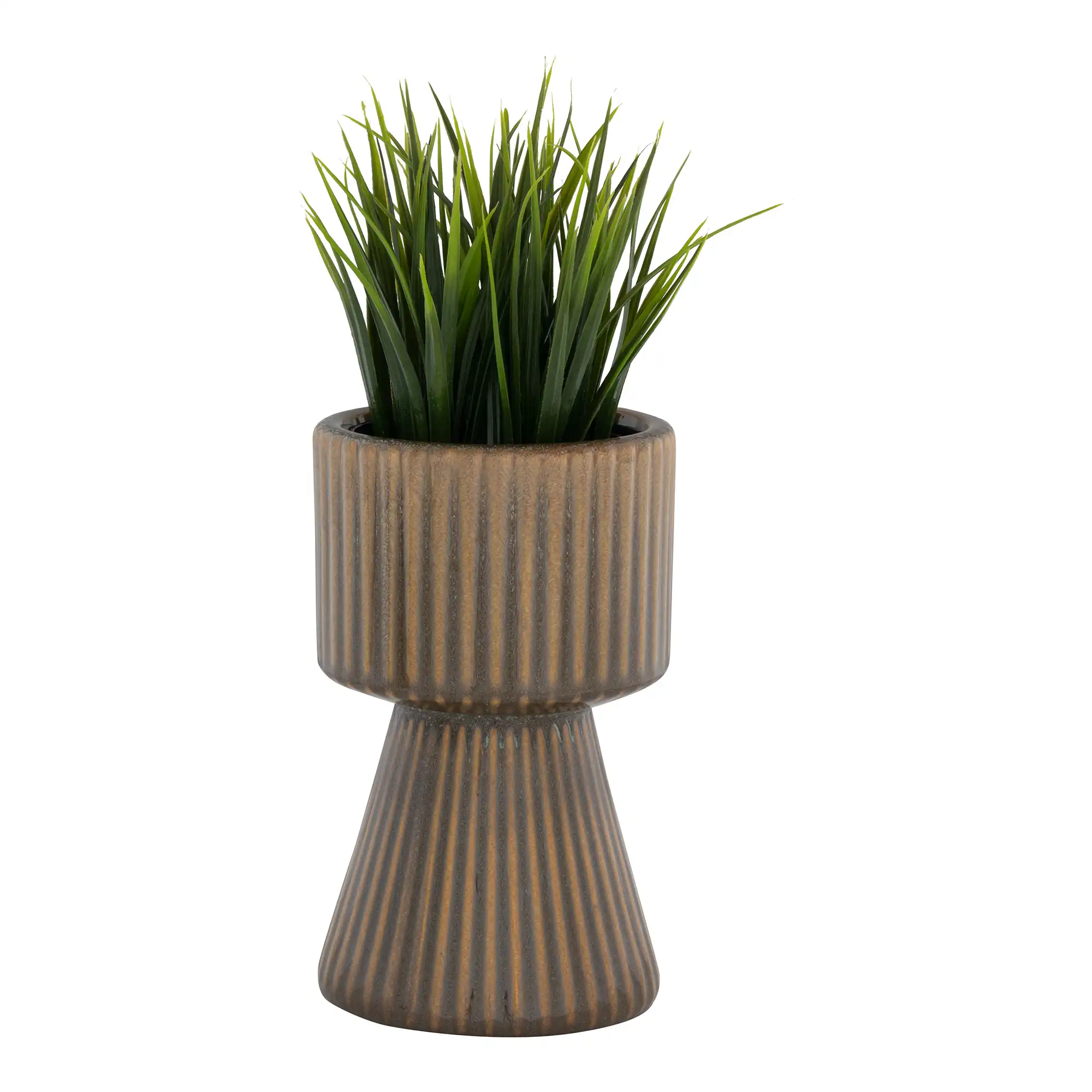 pot de fleurs strié sur pied petit modèle