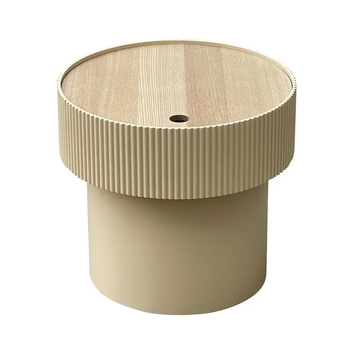 table d'appoint striée beige moderne et intemporelle
