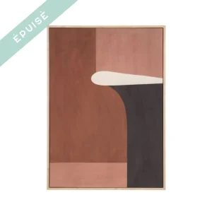 tableau abstrait noir terra cotta et beige